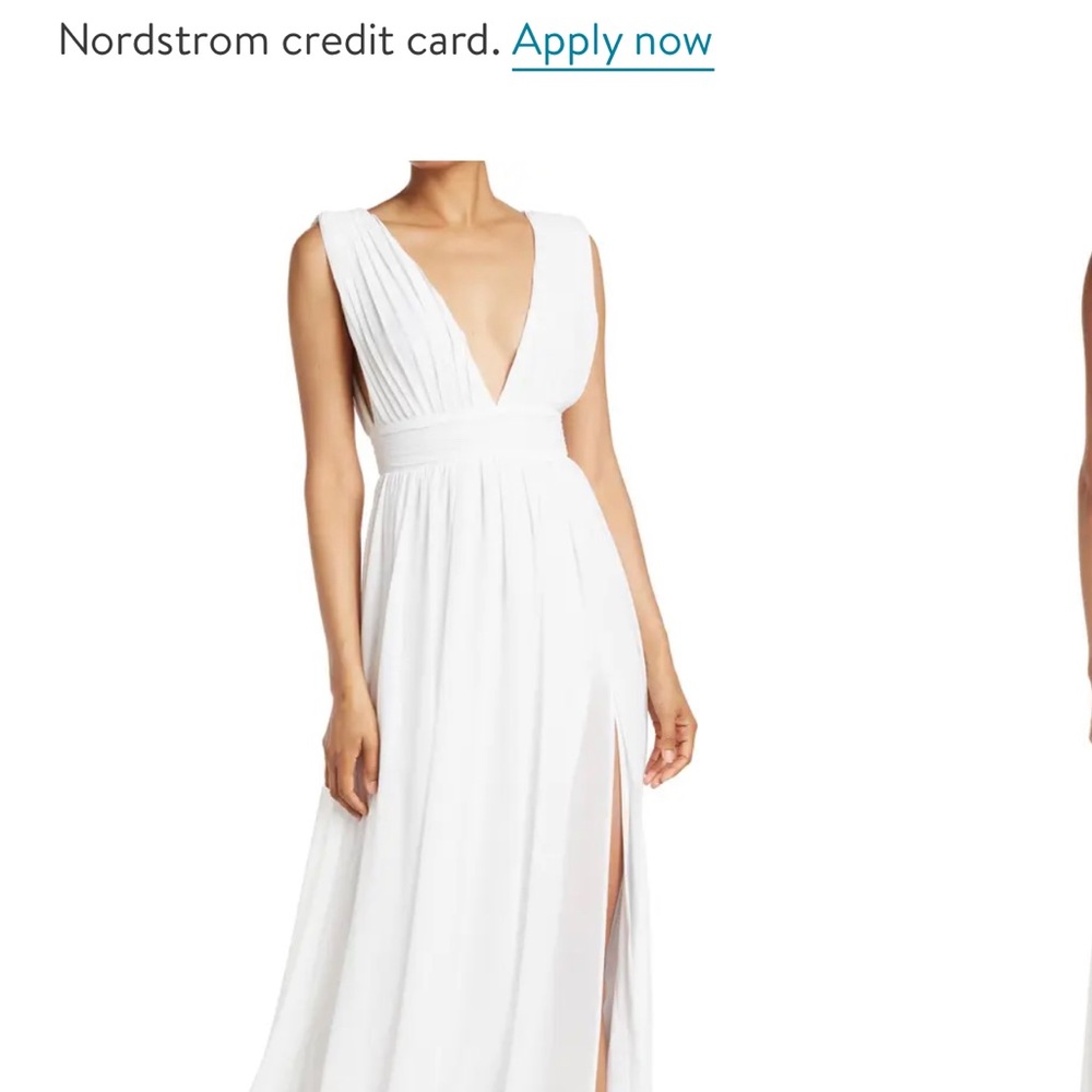 White Plunging V Neck Dress